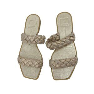 Dolce Vita Women’s Sandals Size 8.5 Gold Braided Double Strap Slide Square Toe